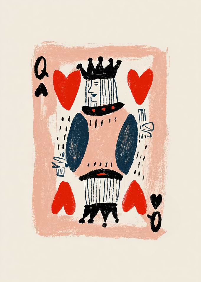 Queen of Hearts Card Illustration