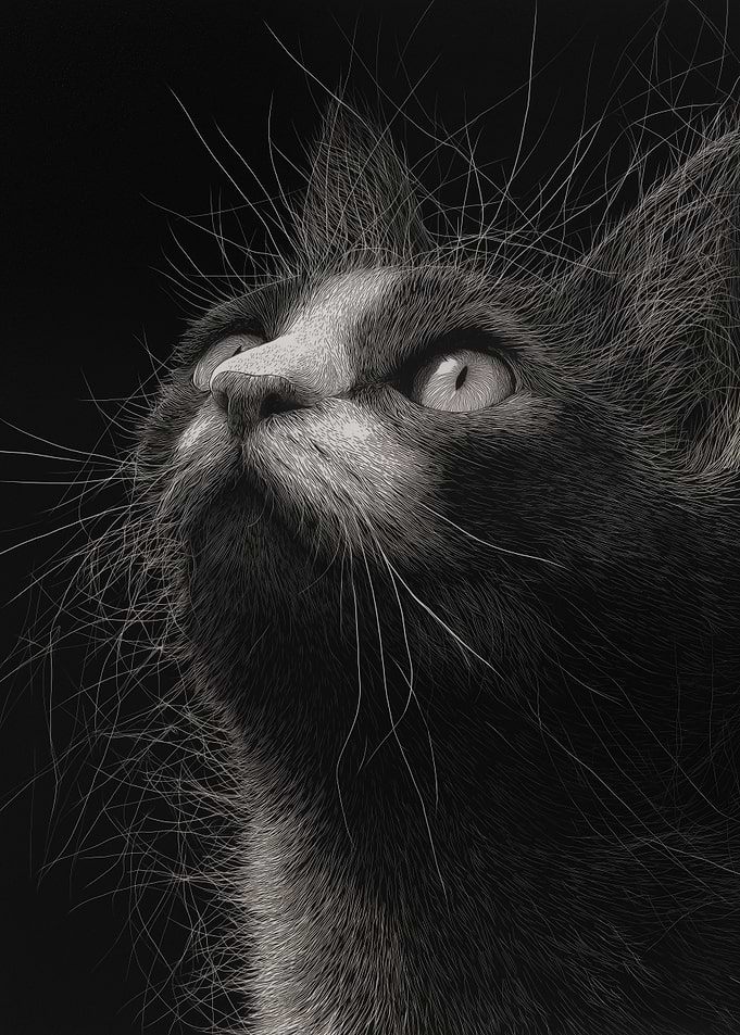 Close-up of a cat looking up