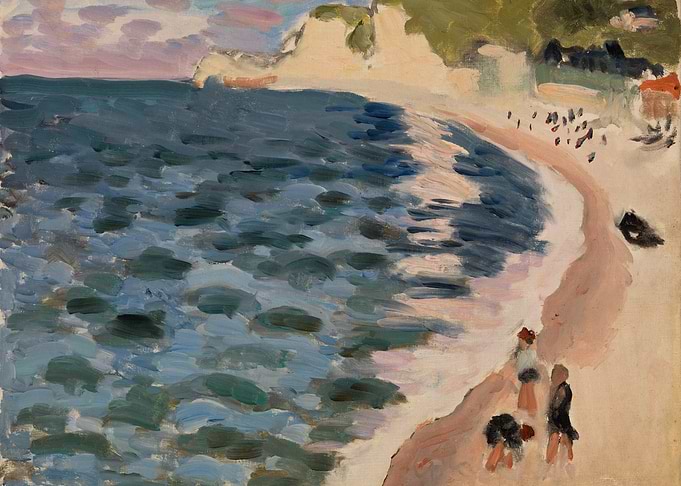 Impressionist Beach Scene with Figures