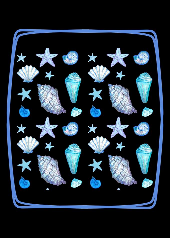 Watercolor Seashells and Starfish Pattern