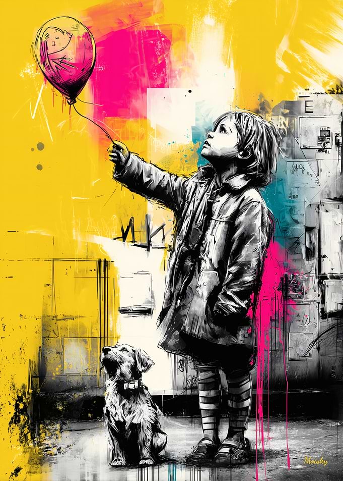 Modern Emotional Childhood Balloon Wall Art