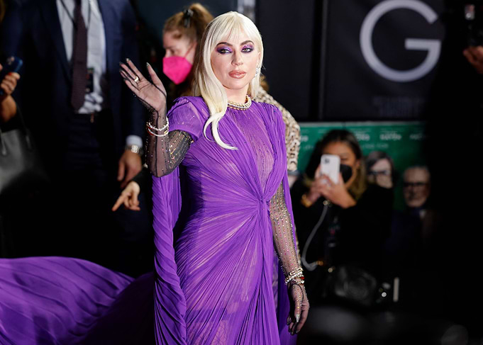 Lady Gaga in a purple gown