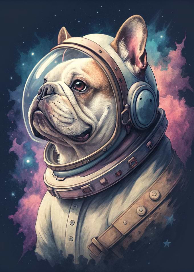 French Bulldog Astronaut in Space