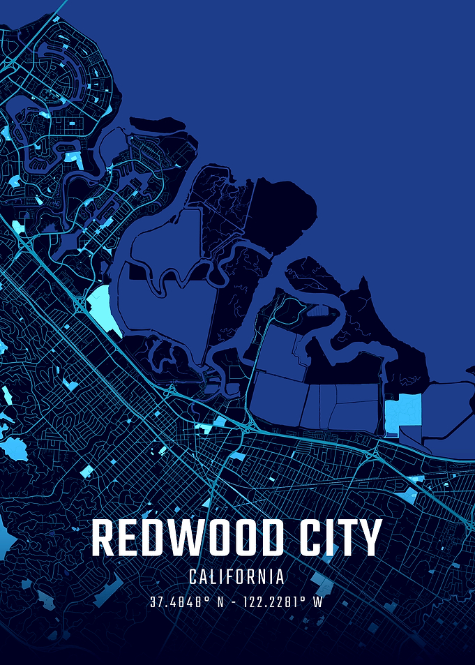 Redwood City California Midnight City Map