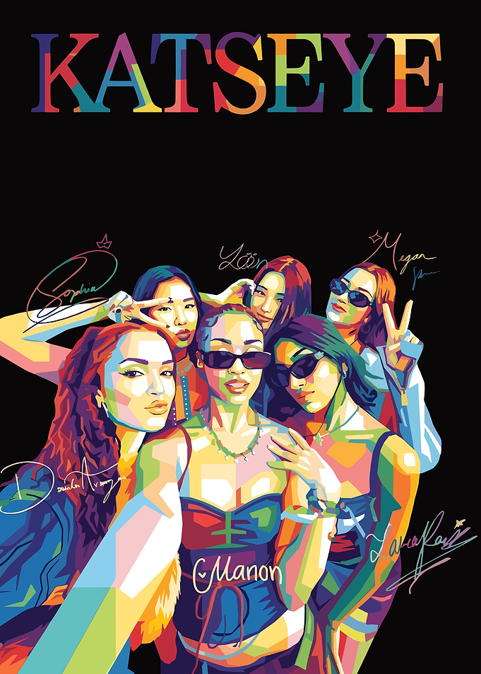 KATSEYE Group Pop Art Portrait