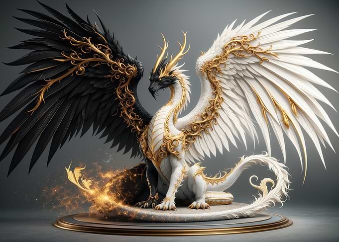 Yin Yang Dragon Illusion Statue