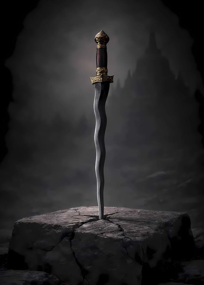 Keris Sword Indonesia in a Stone