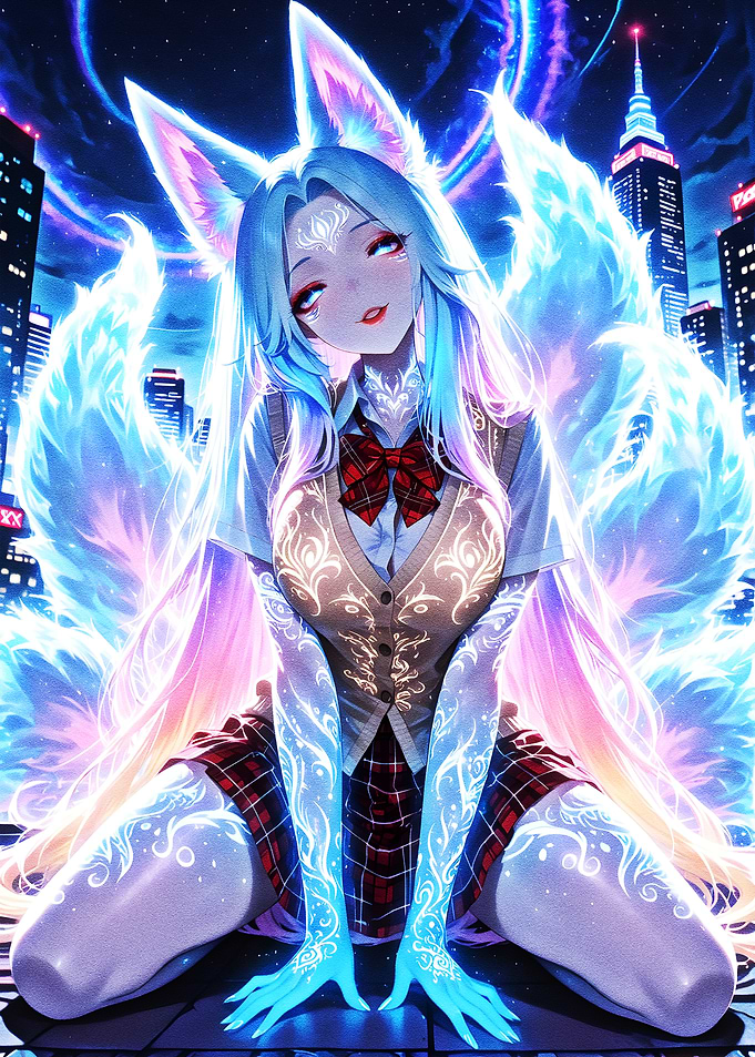 Kitsune Girl in Cityscape