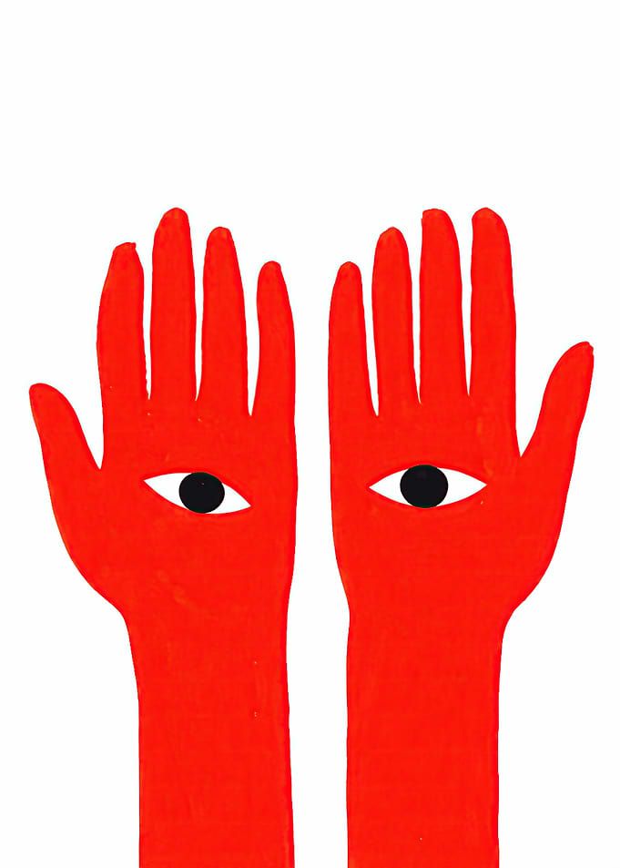 Red Hands with Eyes