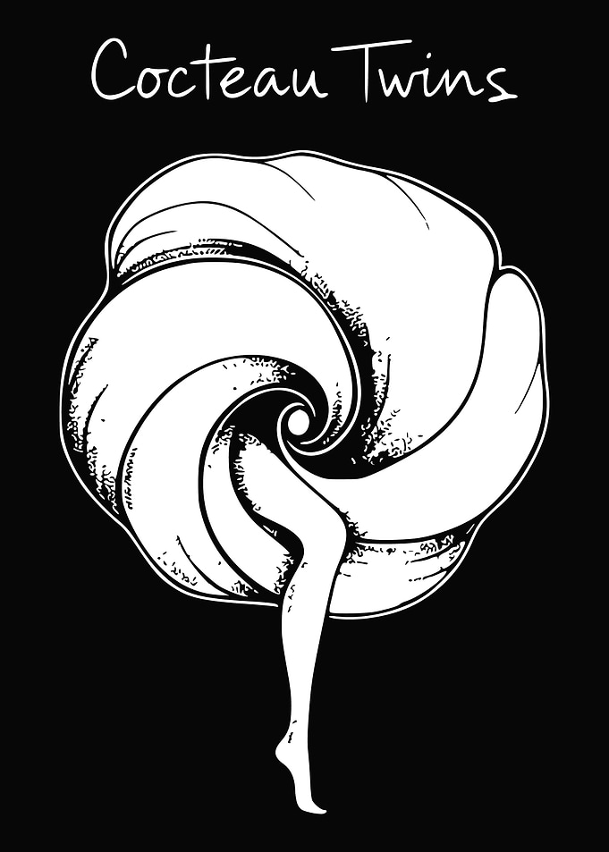 Cocteau Twins logo with abstract art