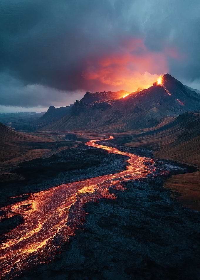 Volcanic Eruption Landscape in Iceland