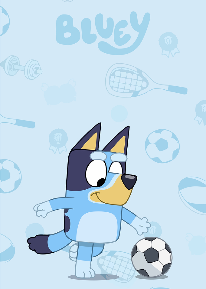 Bluey playing soccer