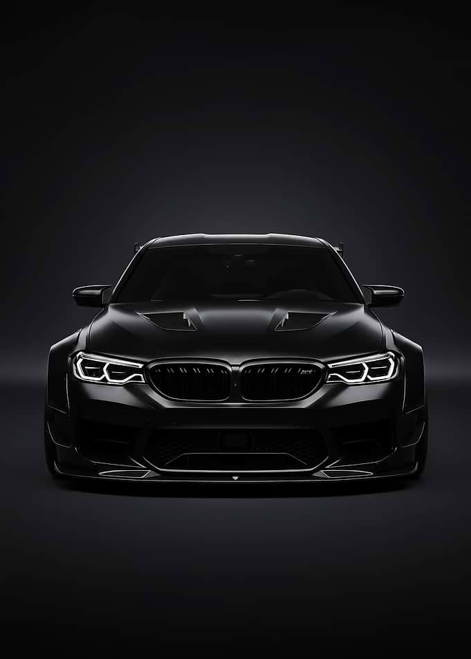 dark Black BMW M5 Front View