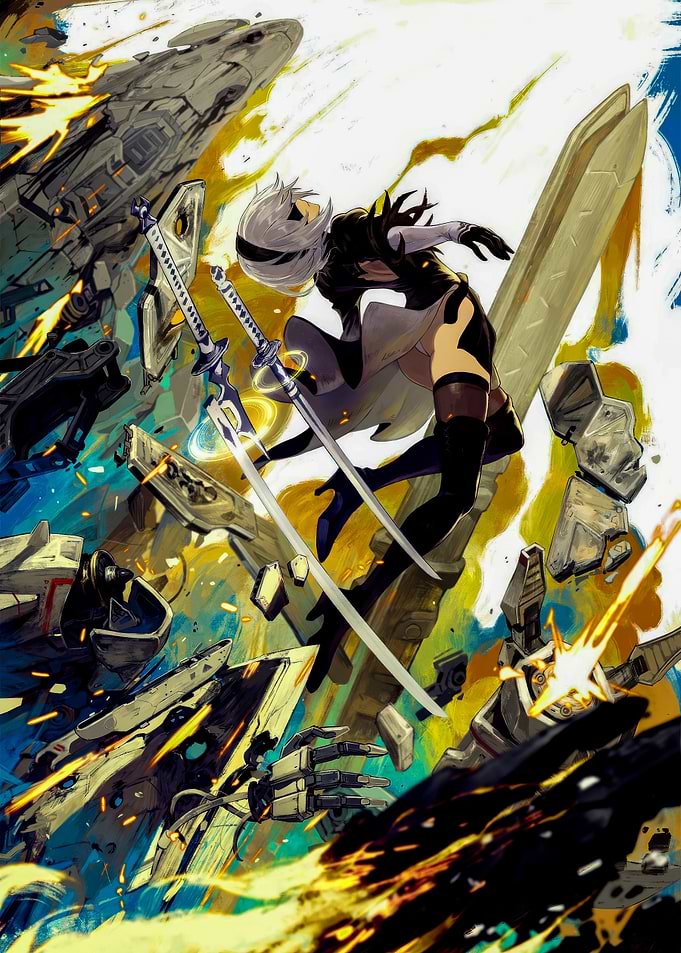 2B in Action with Swords