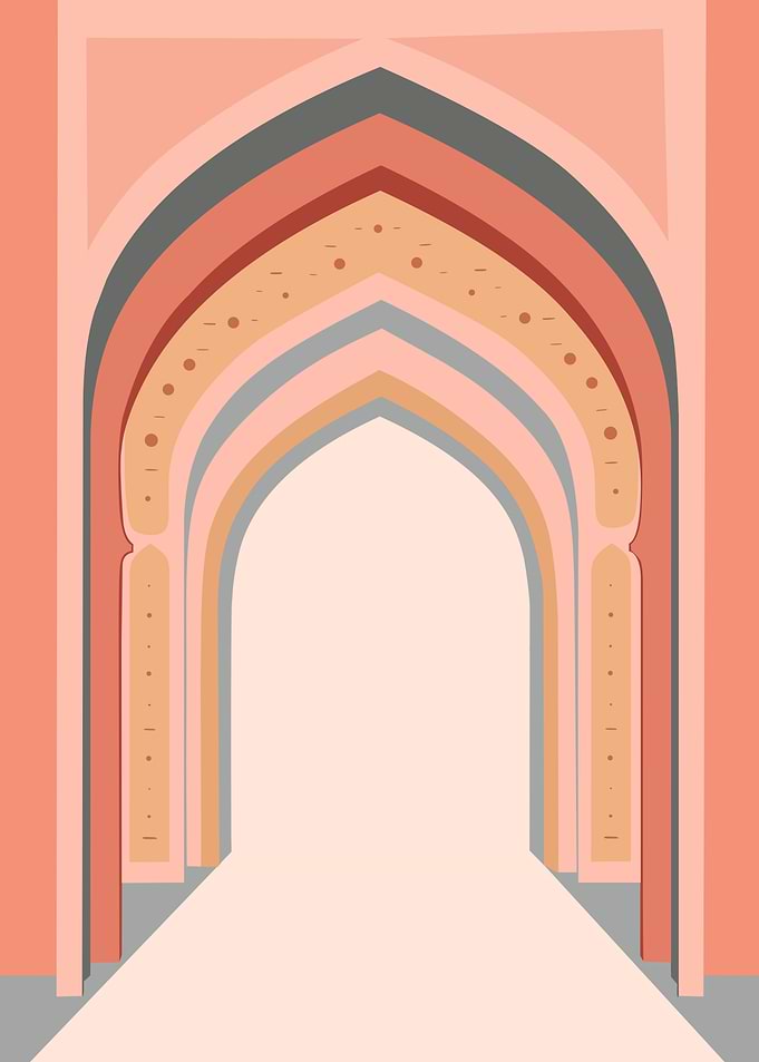 Modern Mihrab Arch in Soft Terracotta Tones