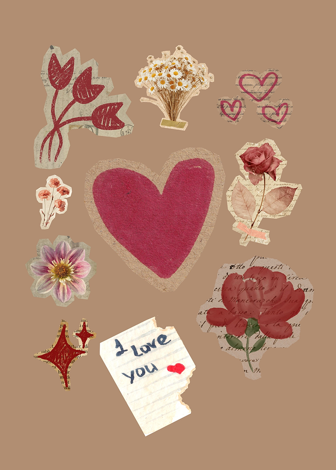 Collage of Romantic and Floral Elements