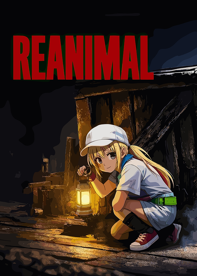 Anime girl with lantern in dark setting