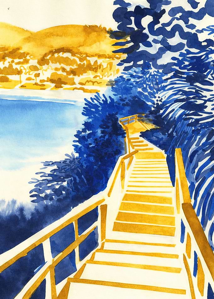 Wooden stairs by the sea