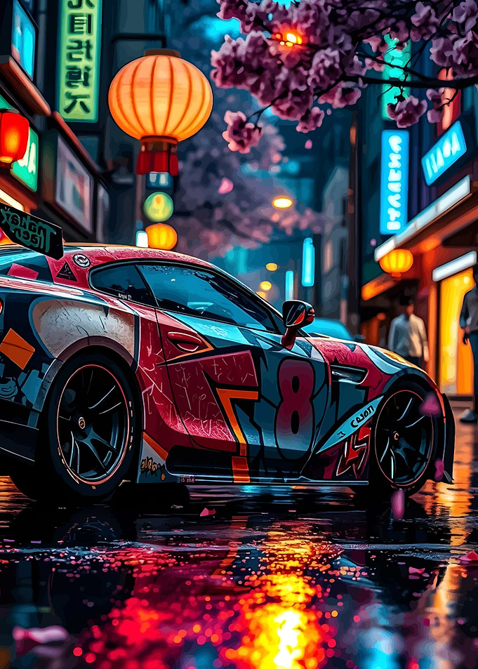 Cyberpunk Japanese Street Car