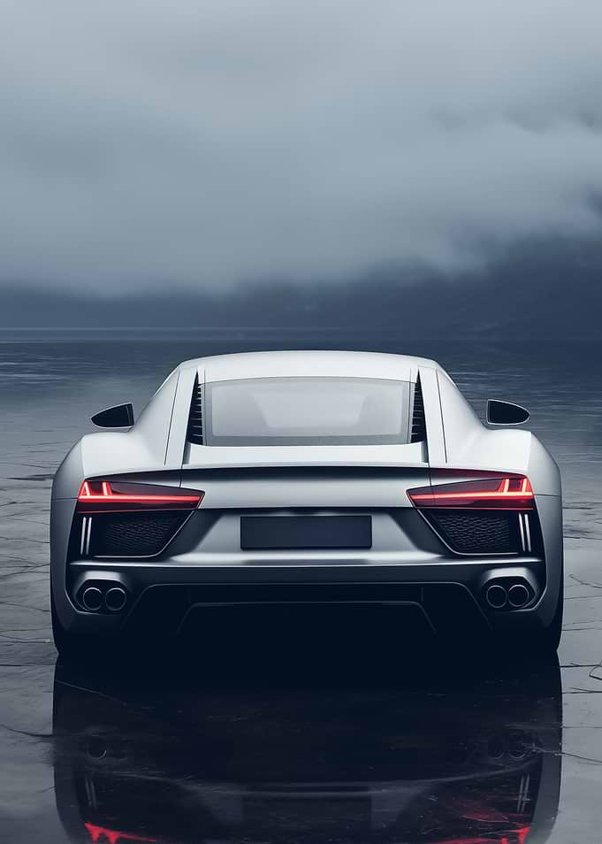 Gray supercar and fog