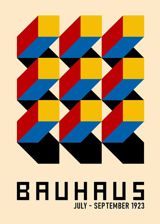 Bauhaus Poster with Geometric Cubes