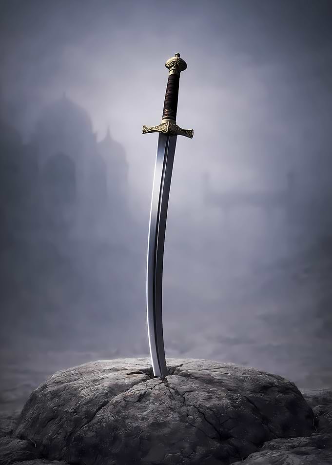 Middle Eastern Scimitar in a Stone