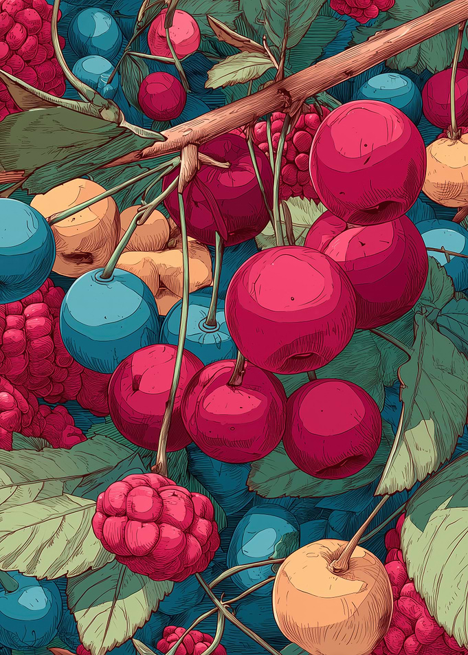 Assortment of Berries and Cherries