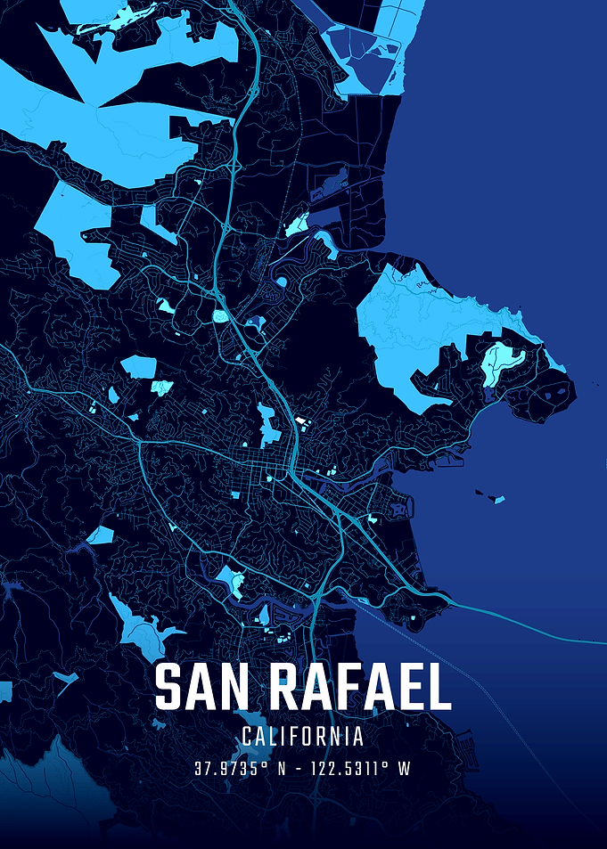 San Rafael California Midnight City Map