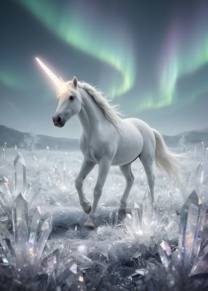 Magical Unicorn in Crystal Field