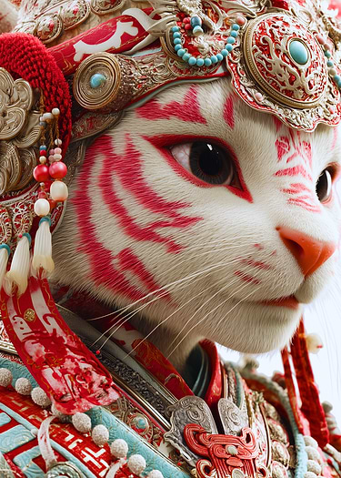 Feline Warrior in Elaborate Costume
