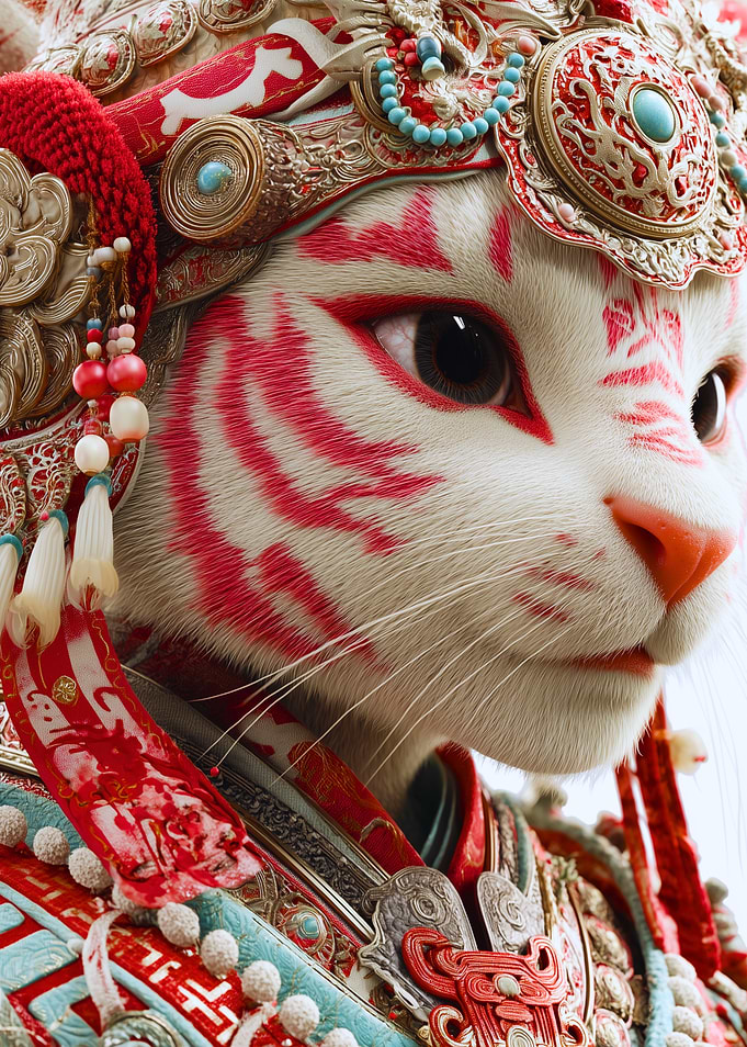 Feline Warrior in Elaborate Costume