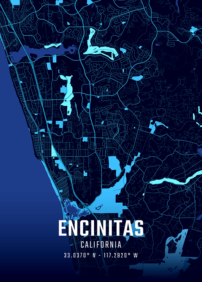 Encinitas California Midnight City Map