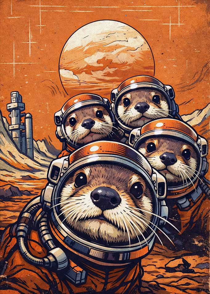 Otter Astronauts on Mars