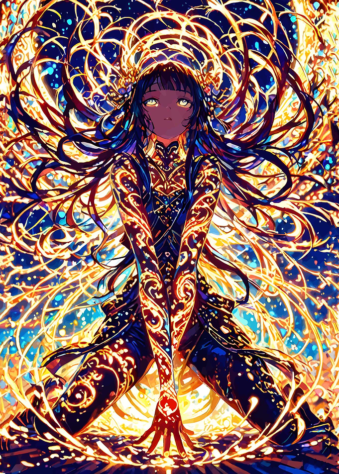 Anime Girl with Fiery Aura