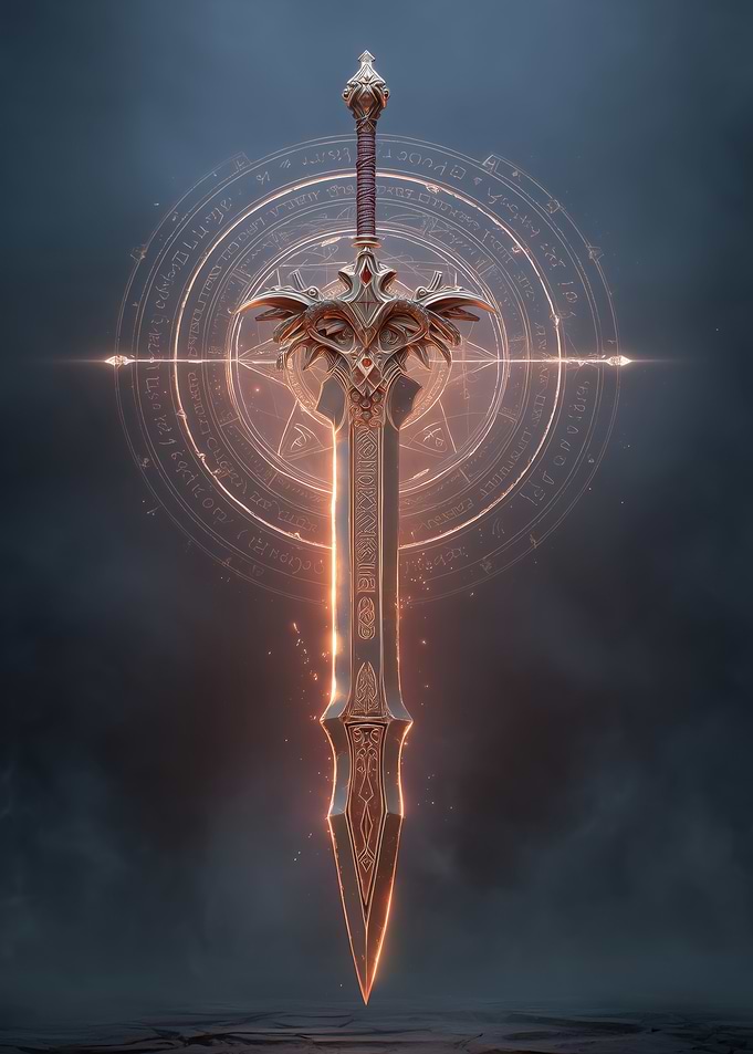 Ornate Fantasy Sword with Magical Circle