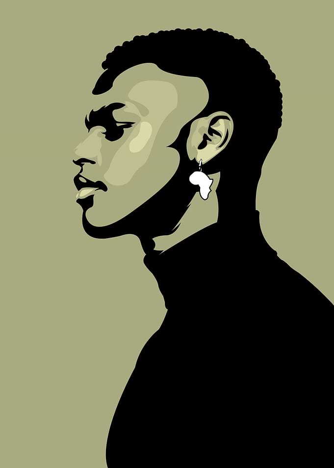 Stylized Portrait of a Person with Africa Earring