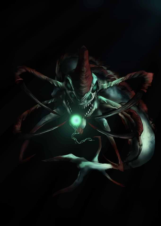 Scary Alien Monster with Glowing Orb