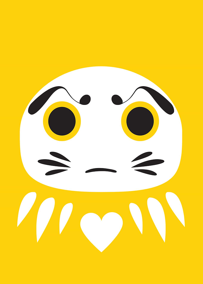 Cute Daruma Cat with Heart