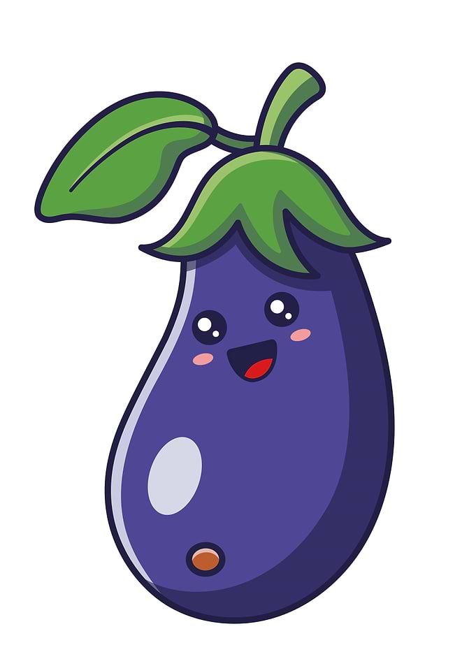 Cute Kawaii Eggplant Character