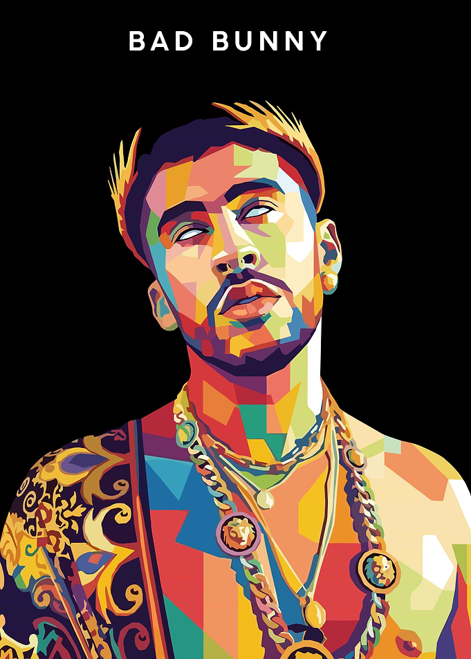 Bad Bunny WPAP Portrait