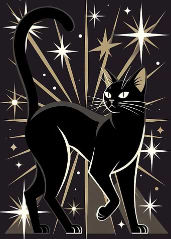 Black Cat with Starbursts