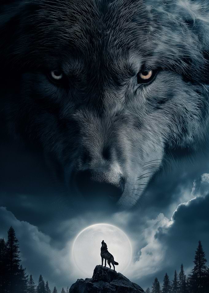 Wolf Howling at the Moon