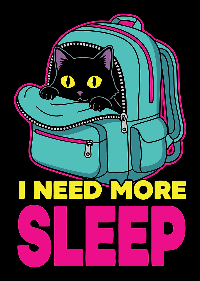 Black Cat in Backpack Needs Sleep