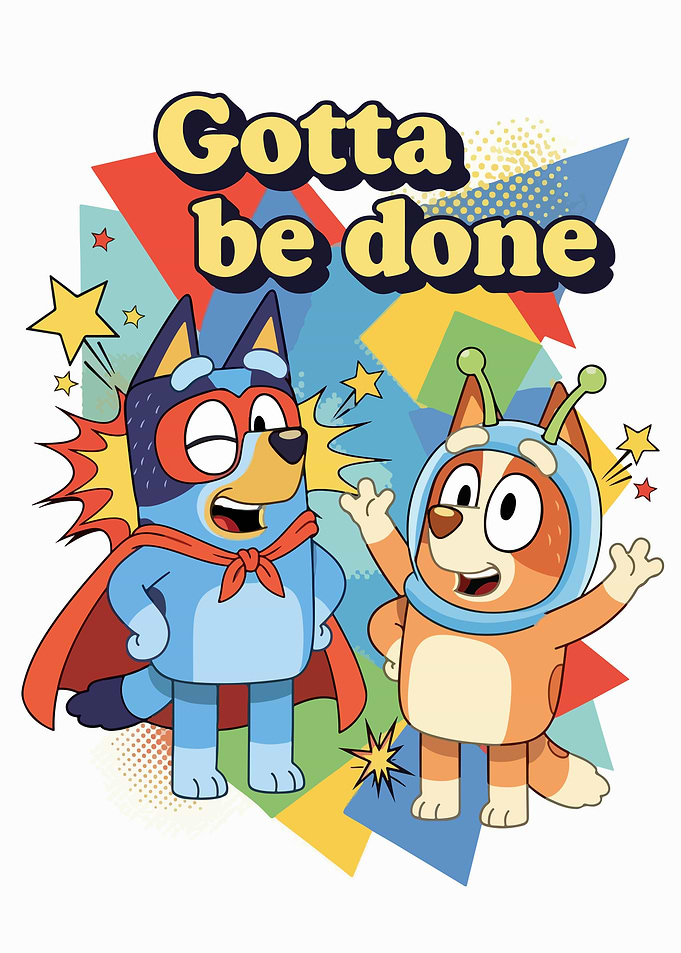 Bluey and Bingo as Superheroes