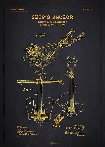 1892 Ship's Anchor Patent Gold