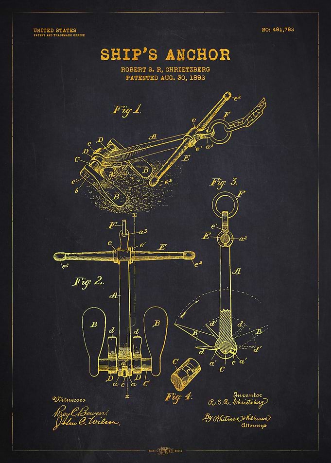 1892 Ship's Anchor Patent Gold