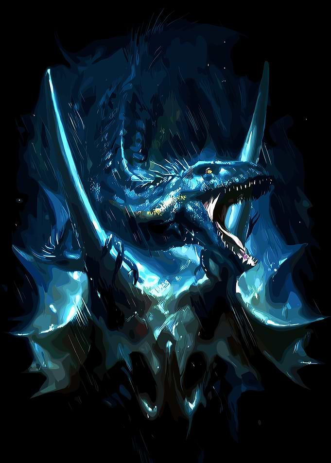 Blue Dragon with Open Mouth