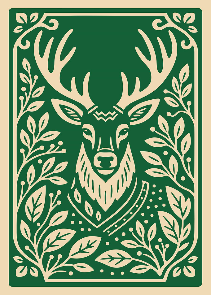 Deer Head with Floral Border