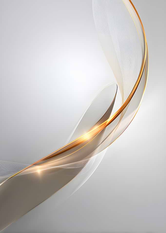 Abstract Golden Swirls on Gray Background