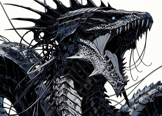 Close-up of a Black Dragon's Head